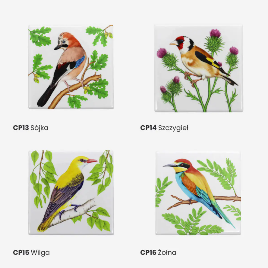 Ceramiczne podkładki z ptakami 
